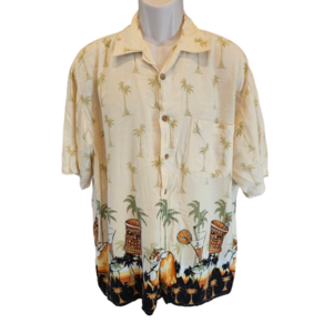Morro bay hawaiin men's button up louau vacation beach top EUC Summer tiki M ^